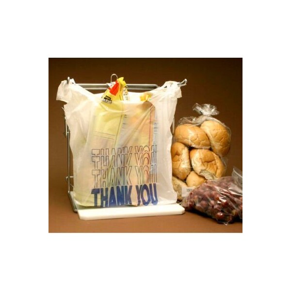 Lk Packaging Printed "Thank You" T Shirt Bags W/ Suffocation Warning, 10"W x 19"L, .47 Mil, White, 2000/Pack CT1520TY - main